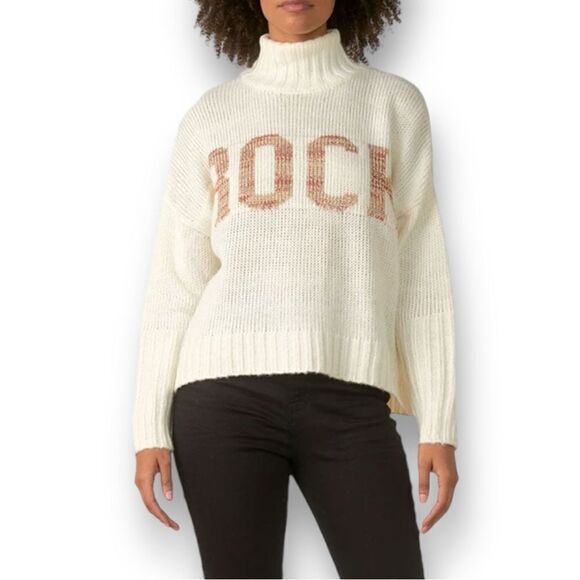 ELAN Women’s Mock Turtleneck Rock Sweater in the Size Large in Cream Color - Picture 1 of 15